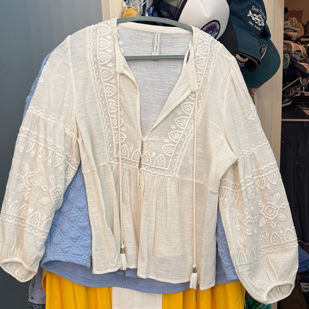 Elegant Cream Embroidered Blouse